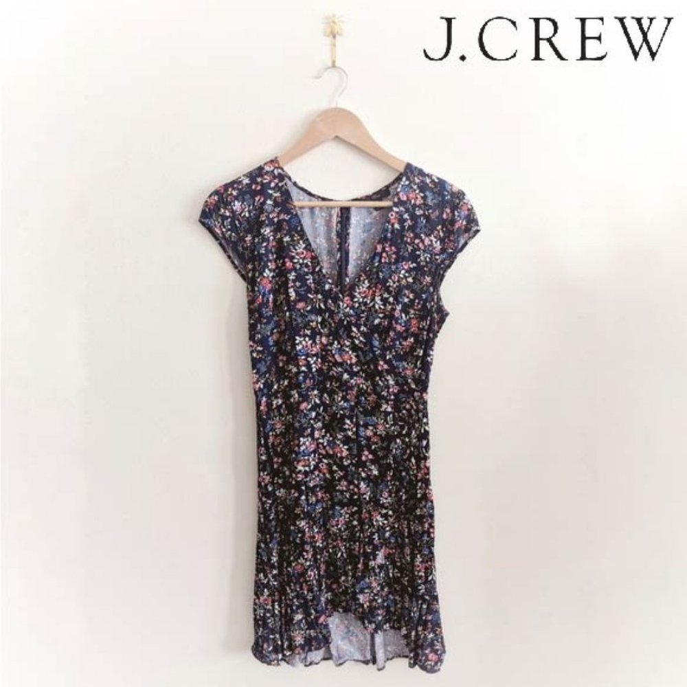 J. Crew Floral Wrap Dress in Navy Sz 2